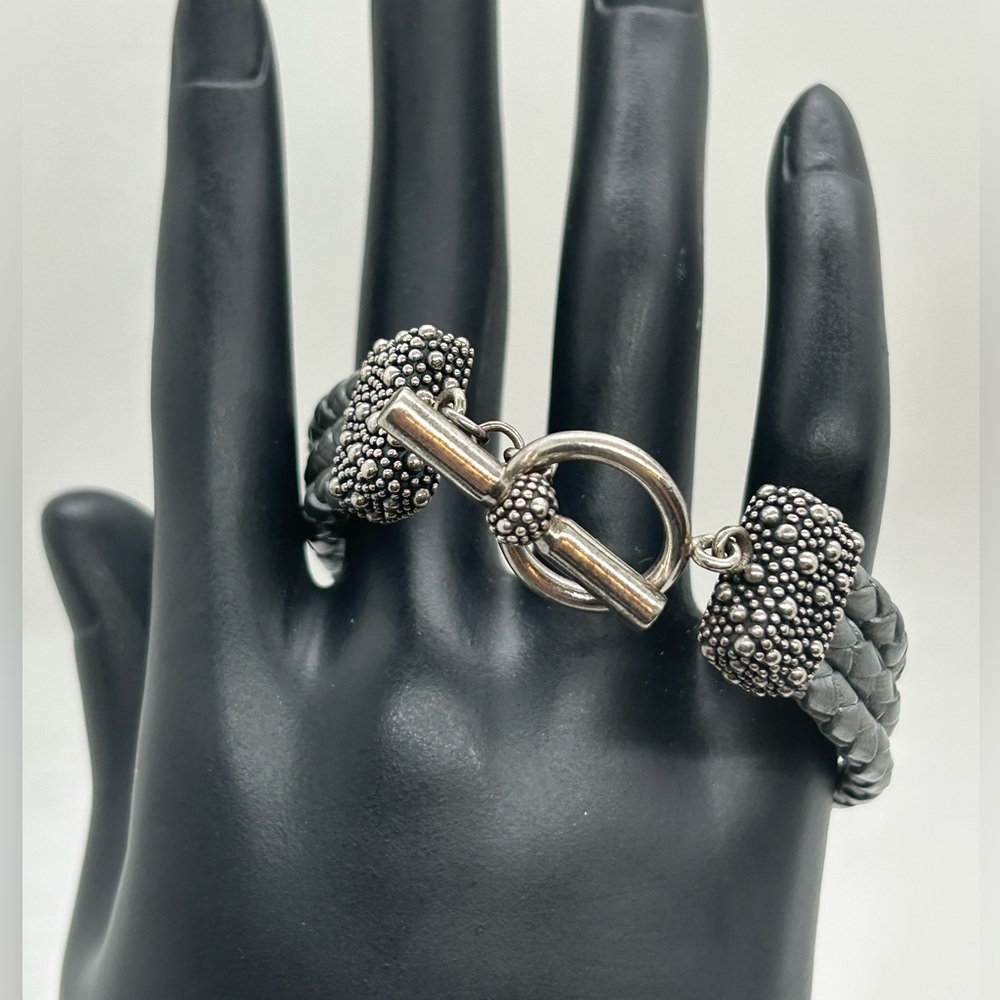 Michael Dawkins Starry Night Sterling & Leather Bracelet